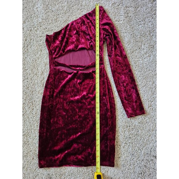 The Vintage Shop‎ Red Velvet Bodycon Long Sleeve Dress Event Hoco Occasion - Picture 3 of 5
